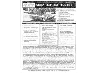 Big Scale Chevy Vega Funny Car Jim and Betty Green's The Green Elephant 1973 World Champion